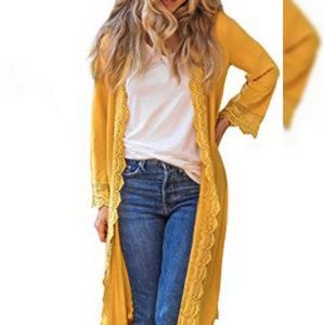 Long mustard duster kimono